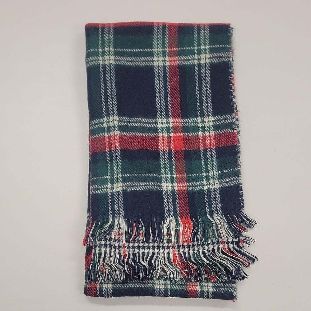 Cabincore Plaid Wool Scarf